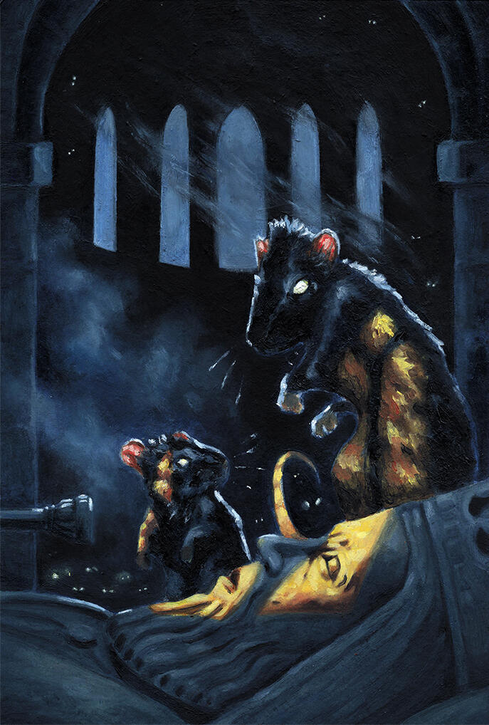 Rats, huile sur papier, A4