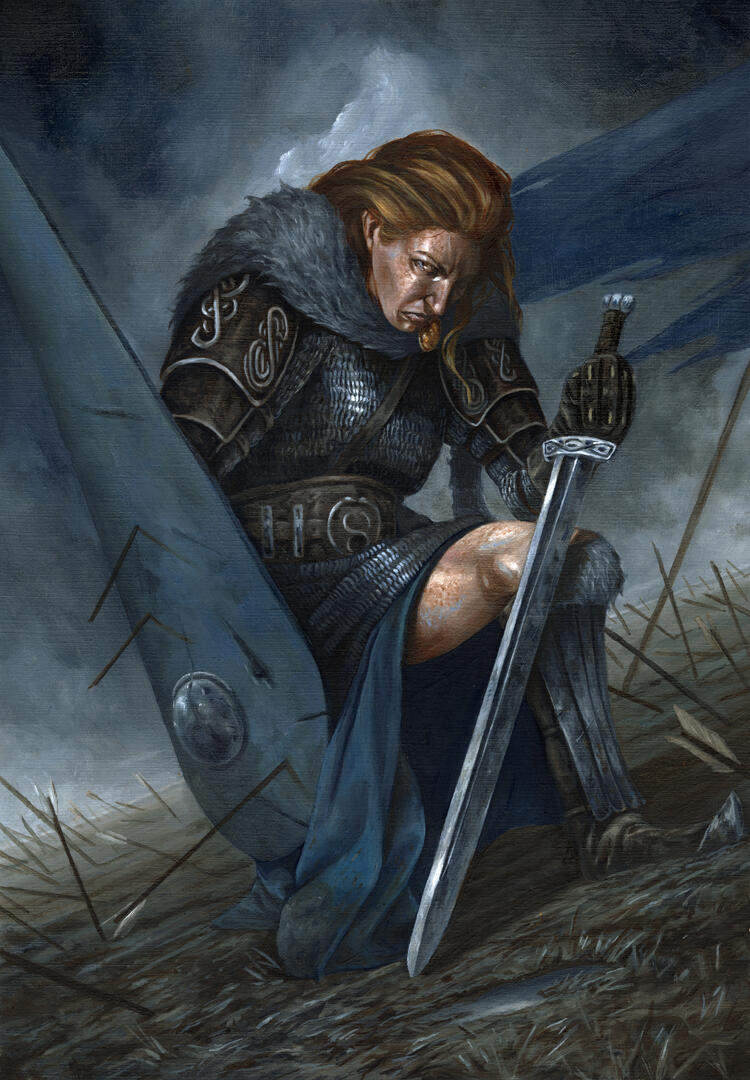 Guerrière, huile sur papier, A3