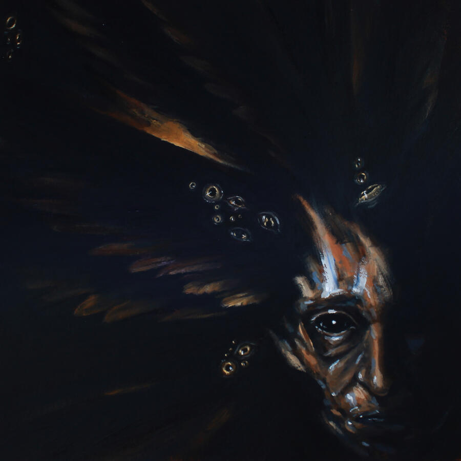 Be Afraid, huile sur papier, 40x40 cm